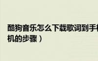 酷狗音乐怎么下载歌词到手机上（酷狗音乐盒下载歌词到手机的步骤）