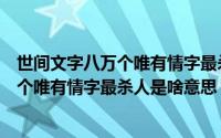 世间文字八万个唯有情字最杀人是什么意思（世间文字八万个唯有情字最杀人是啥意思）
