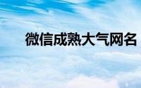 微信成熟大气网名（成熟文艺的网名）