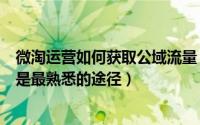 微淘运营如何获取公域流量（淘宝店铺私域流量解析微淘网是最熟悉的途径）