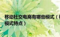 移动社交电商有哪些模式（移动社交电子商务平台有哪些及模式特点）