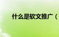 什么是软文推广（什么是软文推广?）