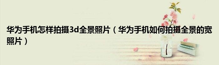 华为手机怎样拍摄3d全景照片（华为手机如何拍摄全景的宽照片）