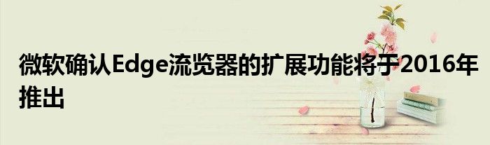 微软确认Edge流览器的扩展功能将于2016年推出