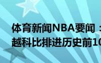 体育新闻NBA要闻：保罗季后赛总助攻数超越科比排进历史前10