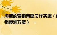 淘宝的营销策略怎样实施（如何在淘宝规则下策划新产品营销策划方案）