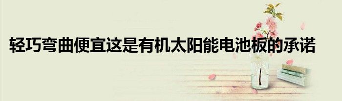 轻巧弯曲便宜这是有机太阳能电池板的承诺