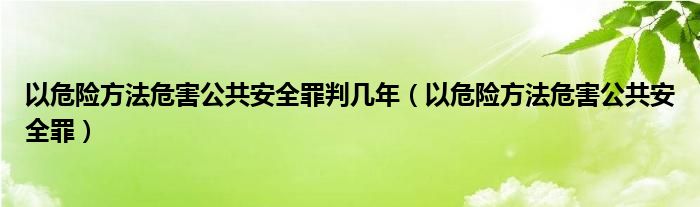 以危险方法危害公共安全罪判几年（以危险方法危害公共安全罪）