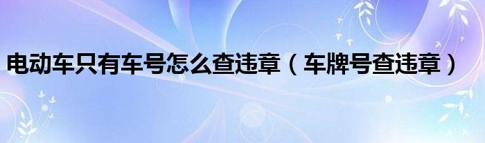 电动车只有车号怎么查违章（车牌号查违章）