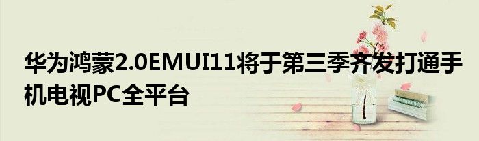 华为鸿蒙2.0EMUI11将于第三季齐发打通手机电视PC全平台