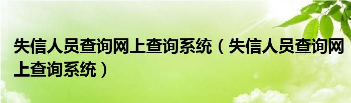 失信人员查询网上查询系统（失信人员查询网上查询系统）