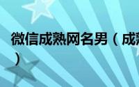 微信成熟网名男（成熟男人微信名字大气一点）