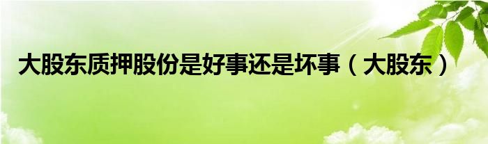 大股东质押股份是好事还是坏事（大股东）