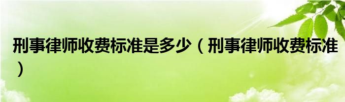 刑事律师收费标准是多少（刑事律师收费标准）