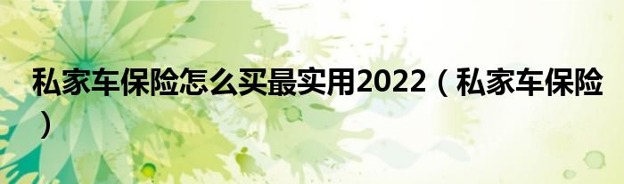 私家车保险怎么买最实用2022（私家车保险）