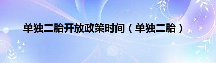 单独二胎开放政策时间（单独二胎）