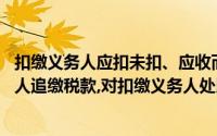 扣缴义务人应扣未扣、应收而不收税款的,由税务机关向纳税人追缴税款,对扣缴义务人处以相应税款的罚款()