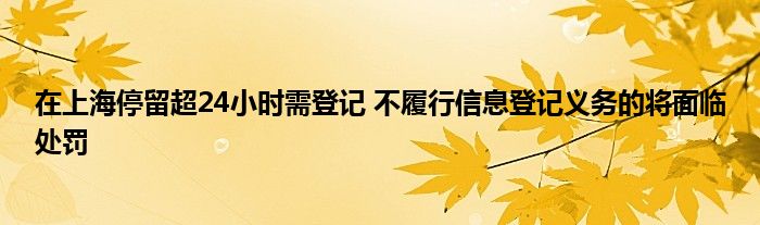 在上海停留超24小时需登记 不履行信息登记义务的将面临处罚