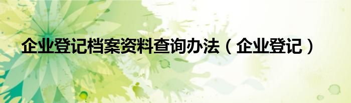 企业登记档案资料查询办法（企业登记）