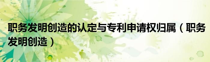 职务发明创造的认定与专利申请权归属（职务发明创造）