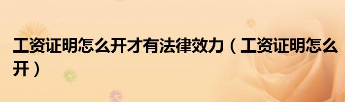 工资证明怎么开才有法律效力（工资证明怎么开）