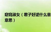 窈窕淑女（君子好逑什么意思 窈窕淑女 君子好逑是指什么意思）