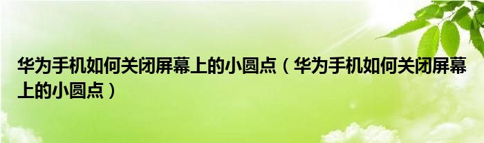 华为手机如何关闭屏幕上的小圆点（华为手机如何关闭屏幕上的小圆点）