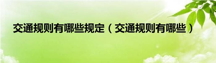 交通规则有哪些规定（交通规则有哪些）