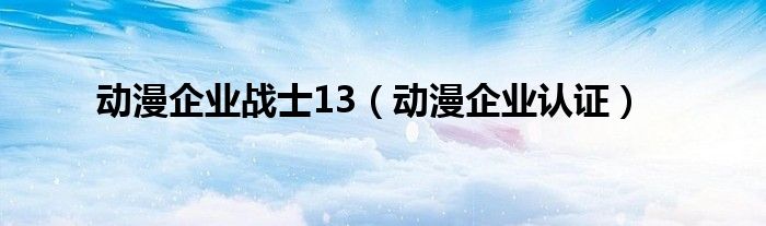 动漫企业战士13（动漫企业认证）