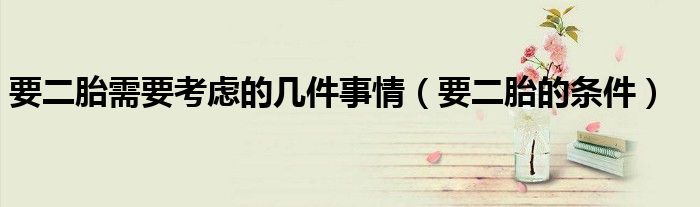 要二胎需要考虑的几件事情（要二胎的条件）
