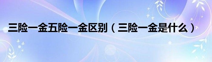 三险一金五险一金区别（三险一金是什么）