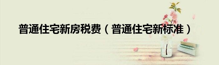 普通住宅新房税费（普通住宅新标准）