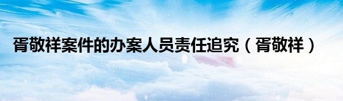 胥敬祥案件的办案人员责任追究（胥敬祥）