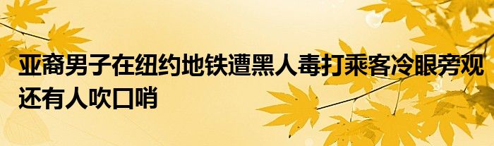 亚裔男子在纽约地铁遭黑人毒打乘客冷眼旁观还有人吹口哨