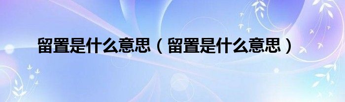 留置是什么意思（留置是什么意思）