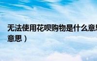 无法使用花呗购物是什么意思呀（无法使用花呗购物是什么意思）