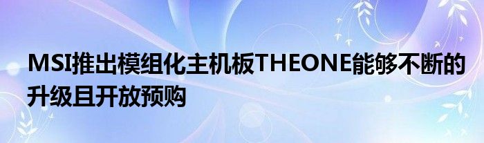  MSI推出模组化主机板THEONE能够不断的升级且开放预购