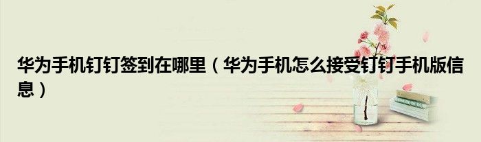 华为手机钉钉签到在哪里（华为手机怎么接受钉钉手机版信息）