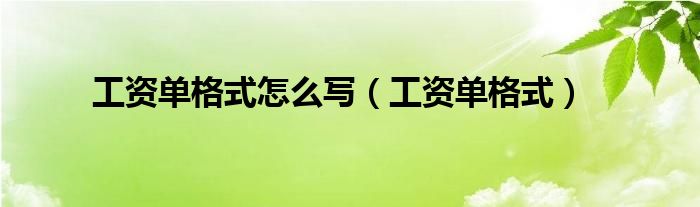 工资单格式怎么写（工资单格式）