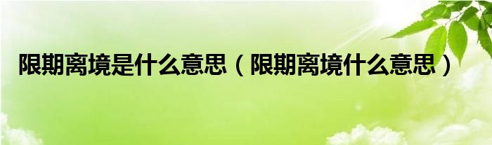 限期离境是什么意思（限期离境什么意思）