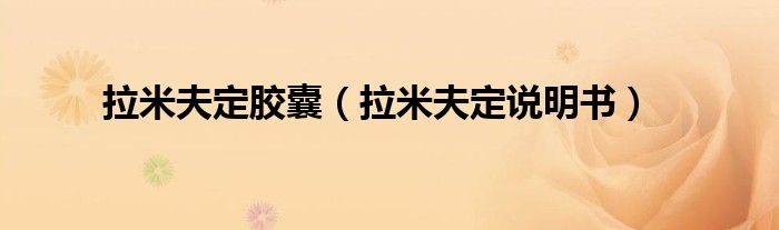 拉米夫定胶囊（拉米夫定说明书）