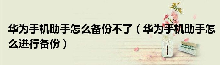 华为手机助手怎么备份不了（华为手机助手怎么进行备份）