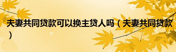 夫妻共同贷款可以换主贷人吗（夫妻共同贷款）