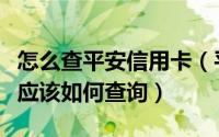 怎么查平安信用卡（平安银行信用卡申请进度应该如何查询）