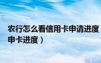农行怎么看信用卡申请进度（请问农行信用卡如何查询我的申卡进度）