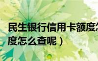 民生银行信用卡额度怎样（民生银行信用卡额度怎么查呢）