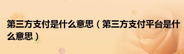第三方支付是什么意思（第三方支付平台是什么意思）