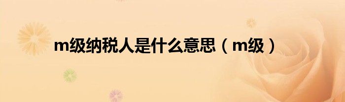 m级纳税人是什么意思（m级）
