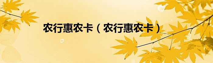 农行惠农卡（农行惠农卡）