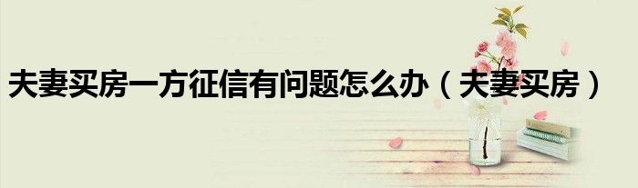 夫妻买房一方征信有问题怎么办（夫妻买房）